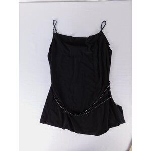 MKM Designs Tank Womens M Black Camisole Rhinestone Strap Party Cocktail Top